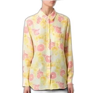 Equipment Reese Citrus Print Buttondown Silk Blouse Size SP